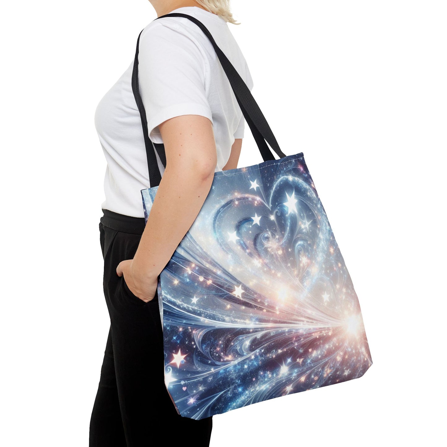 Cosmic Heart Burst Tote Bag – 100% Polyester – 2 Sizes