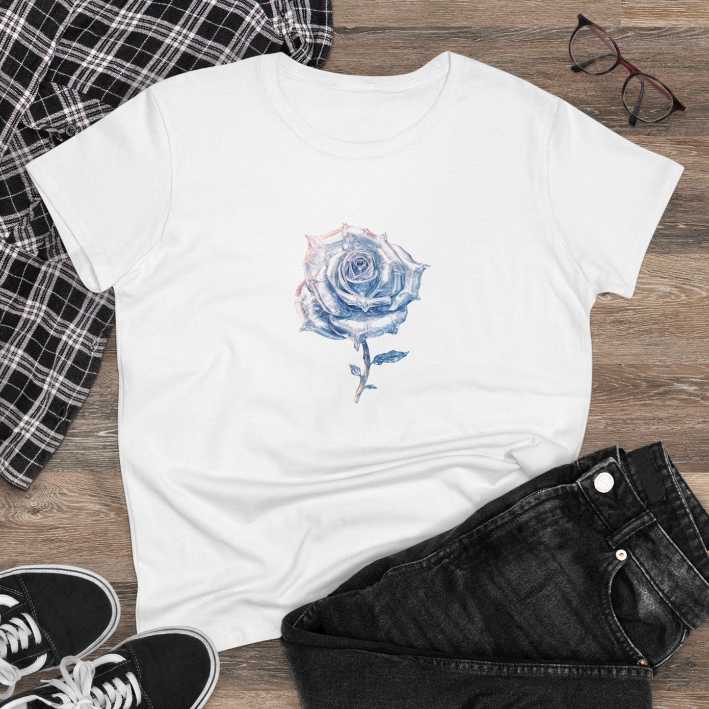 Women’s Graphic Midweight Tee – 100% Cotton – Semi Fitted – “Tee 014”