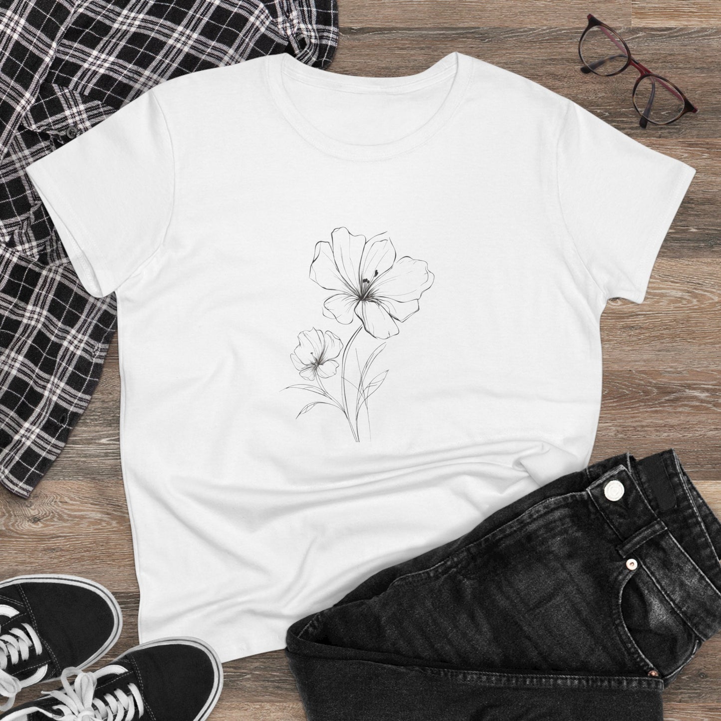 Women’s Graphic Midweight Tee – 100% Cotton – Semi Fitted – “Tee 011”