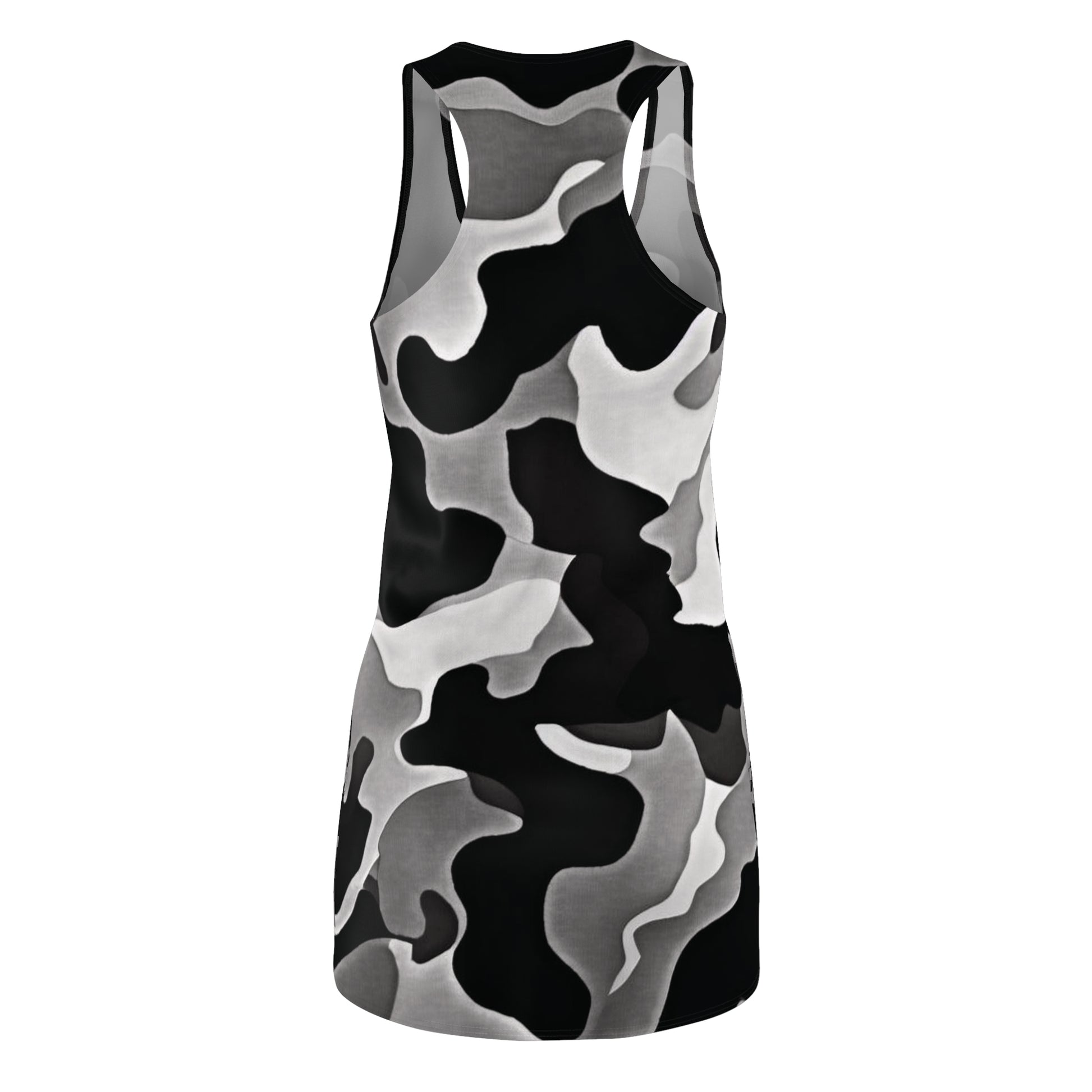 Black and white camouflage tank top on a white background