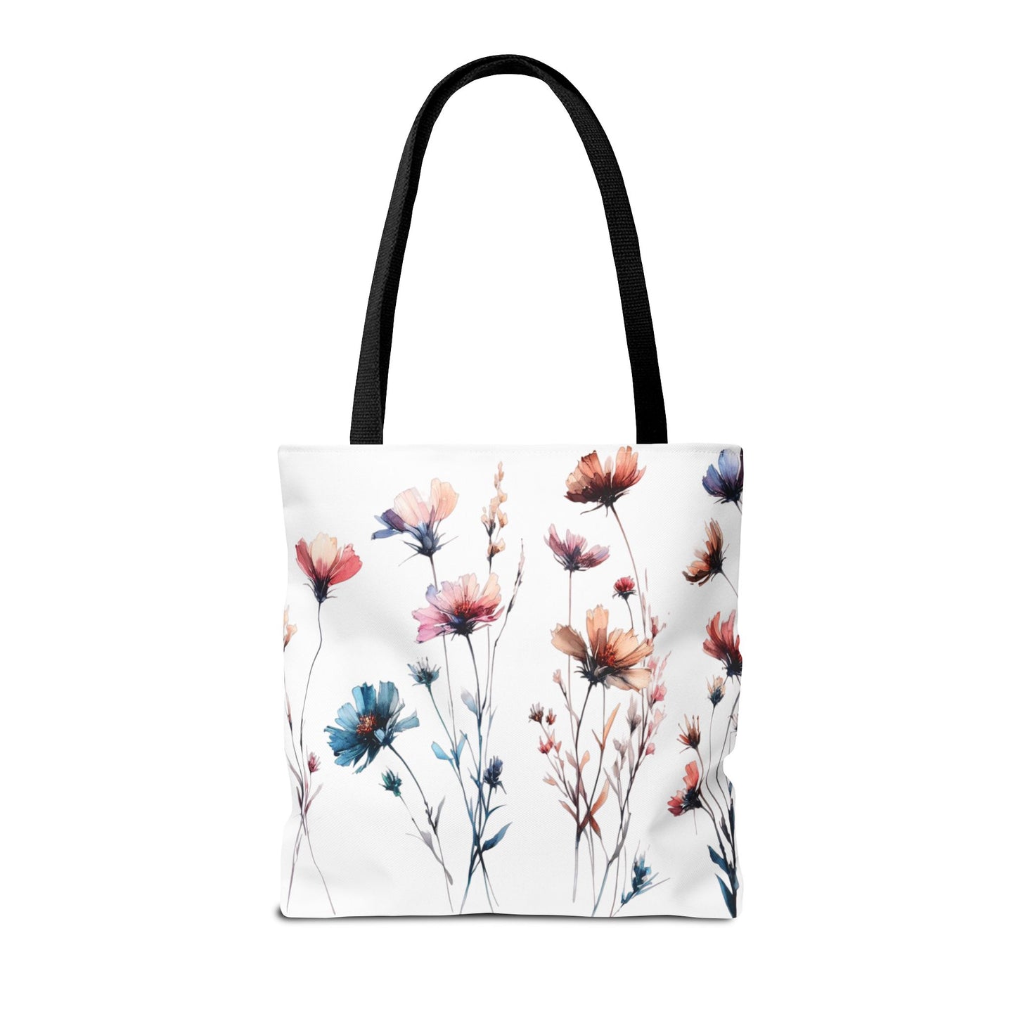 Watercolor Wildflower Pattern Tote Bag – 100% Polyester – 2 Sizes