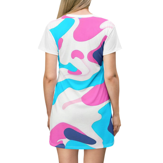 Women’s Graphic T‑Shirt Dress – 100% Polyester – Light Fabric – “Dress 002”