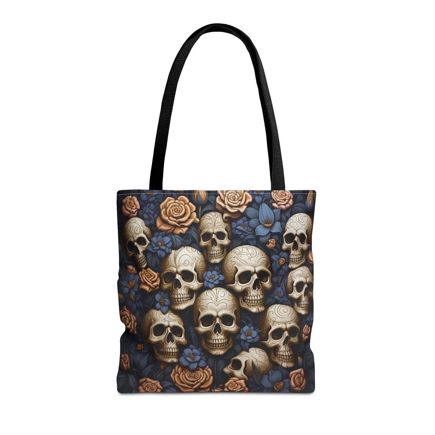 Floral Skull Pattern Tote Bag – 100% Polyester – 2 Sizes