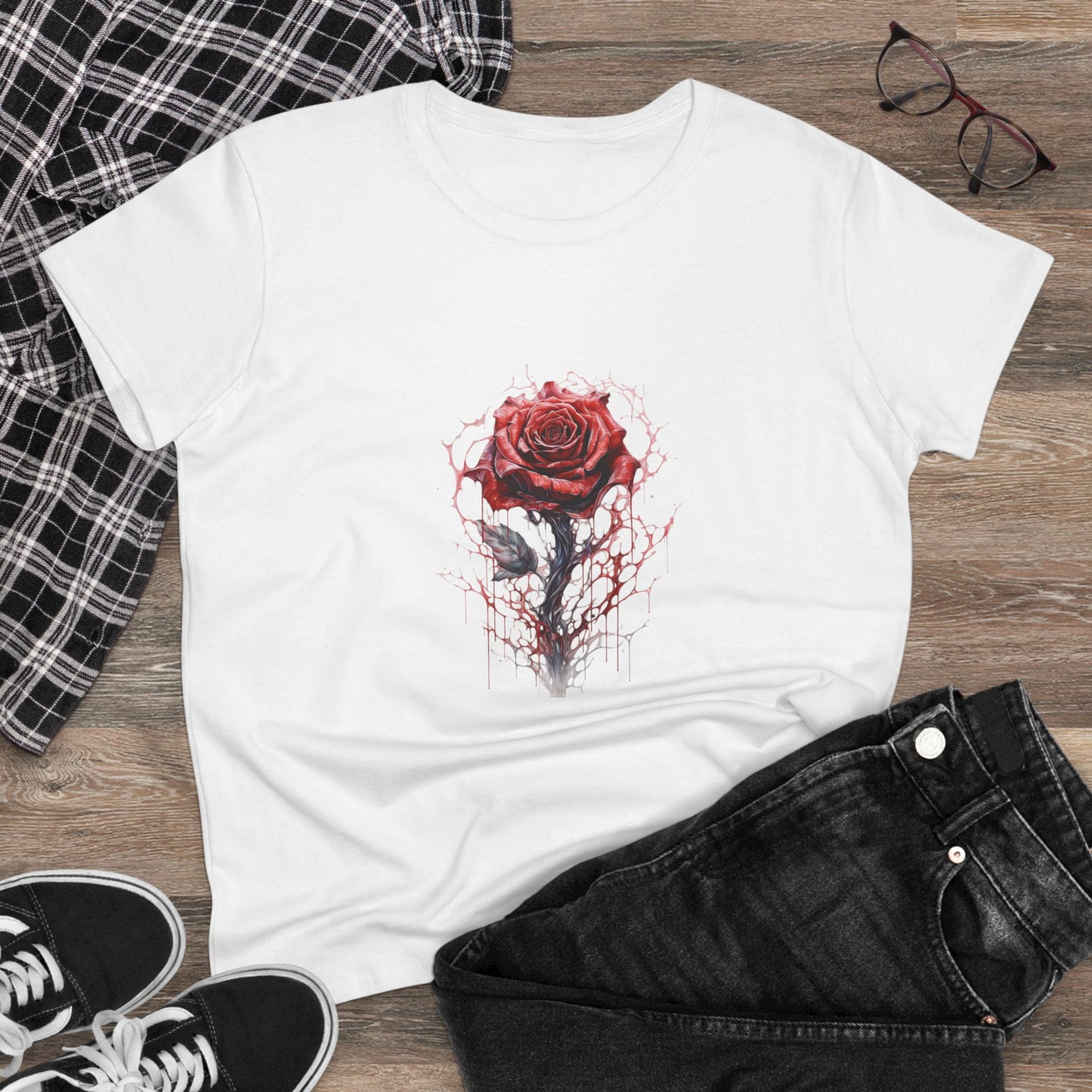 Women’s Graphic Midweight Tee – 100% Cotton – Semi‑Fitted – “Tee 007”