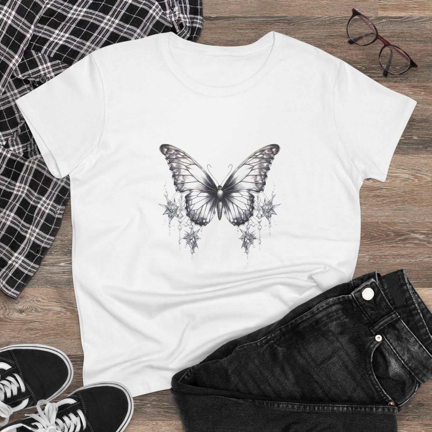 Women’s Graphic Midweight Tee – 100% Cotton – Semi‑Fitted – “Tee 045”