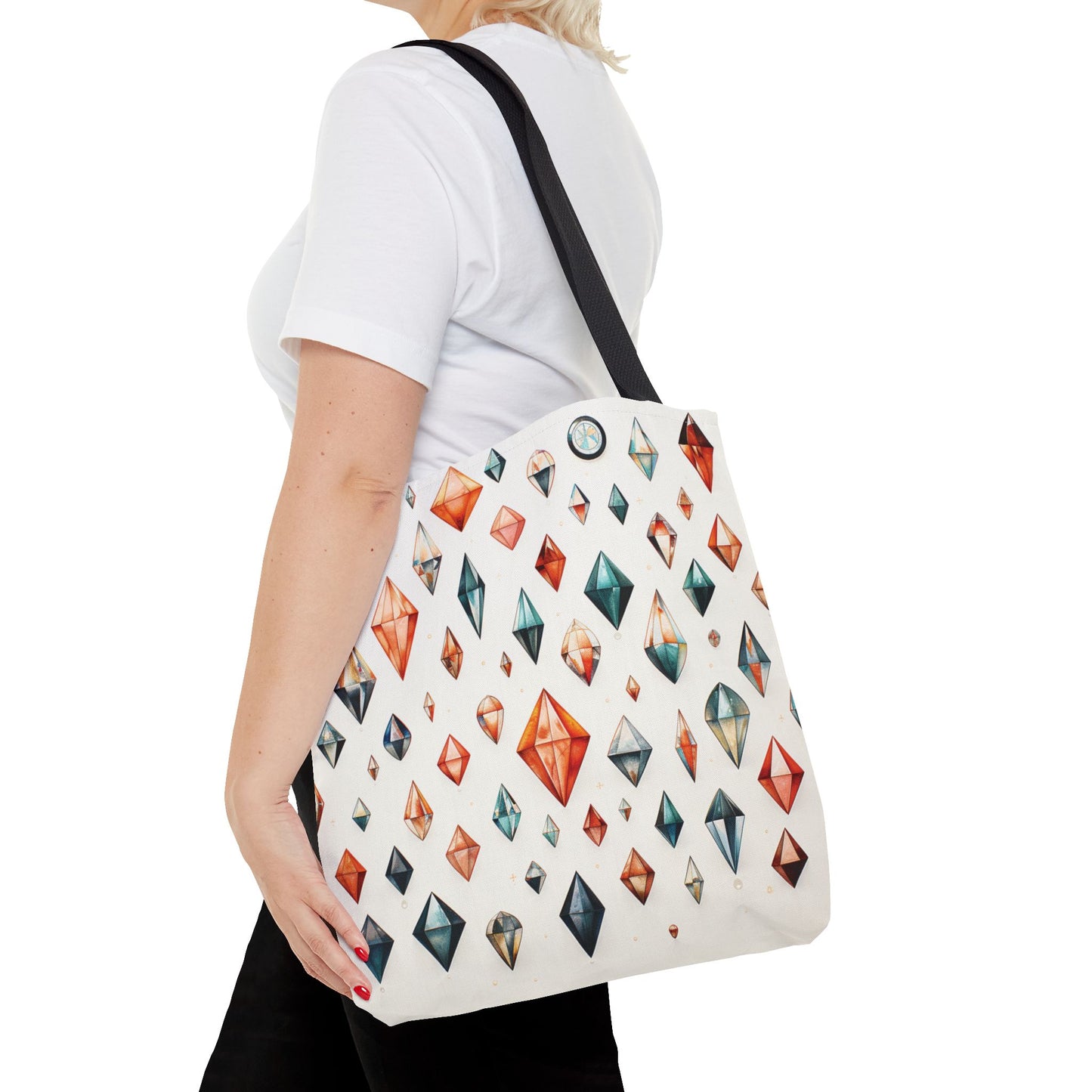 Geometric Gem Pattern Tote Bag – 100% Polyester – 2 Sizes