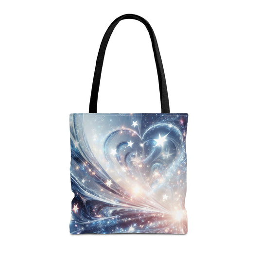 Cosmic Heart Burst Tote Bag – 100% Polyester – 2 Sizes