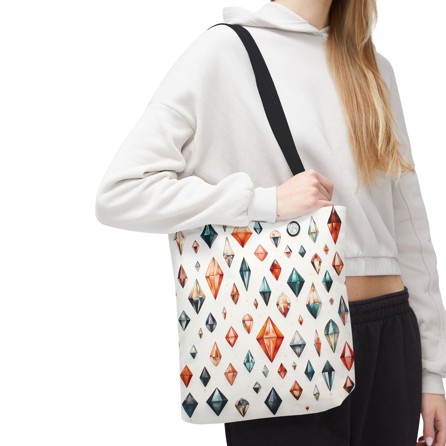 Geometric Gem Pattern Tote Bag – 100% Polyester – 2 Sizes
