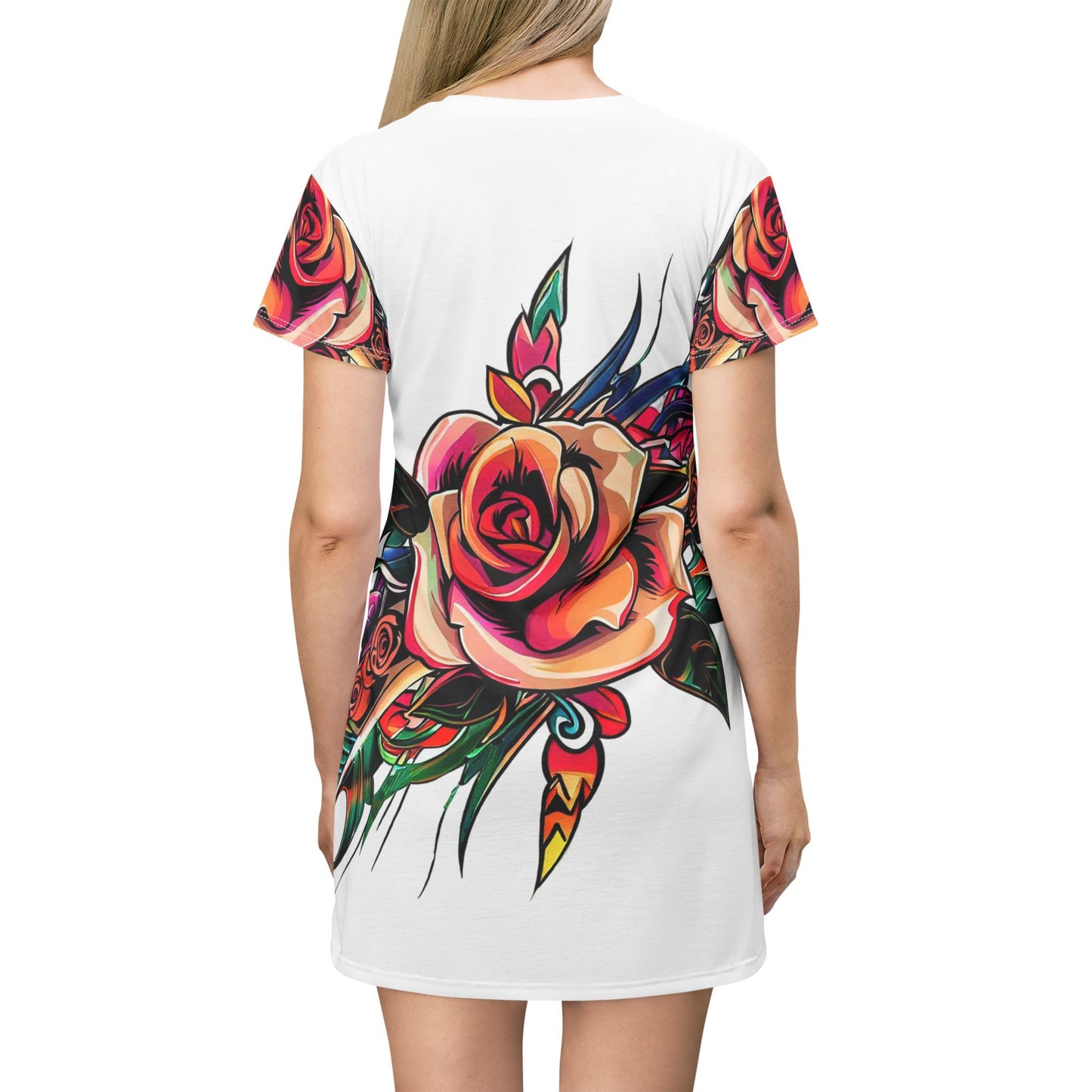 Women’s Graphic T‑Shirt Dress – 100% Polyester – “Dress 021”