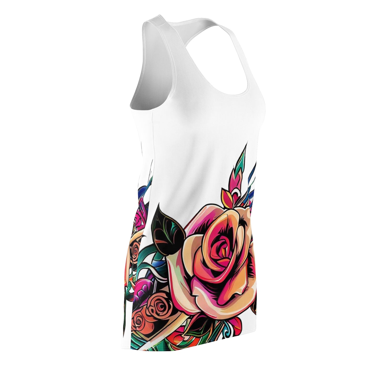 Women’s Graphic Cut & Sew Racerback Dress – 100% Polyester – “Racer 015”