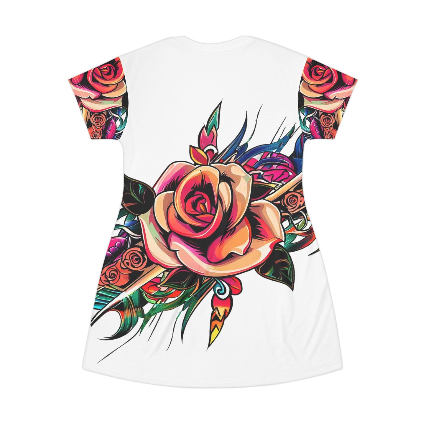 Women’s Graphic T‑Shirt Dress – 100% Polyester – “Dress 021”