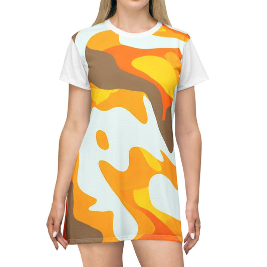 Women’s Graphic T‑Shirt Dress – 100% Polyester – Light Fabric – “Dress 005”