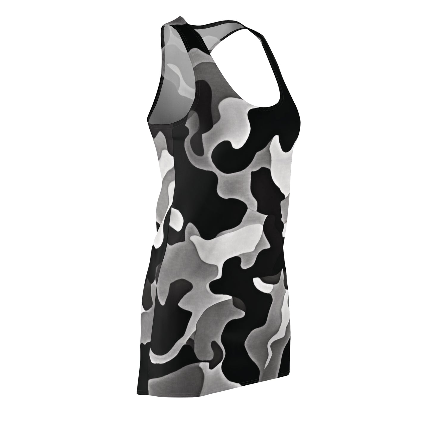 Black and white camouflage tank top on a white background