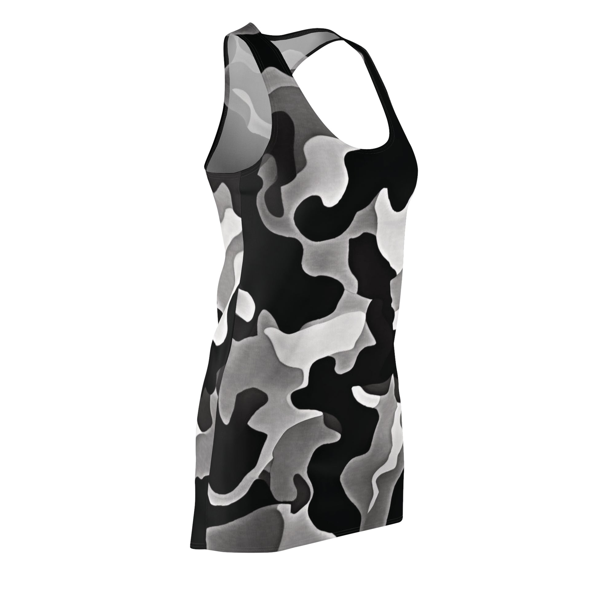 Black and white camouflage tank top on a white background