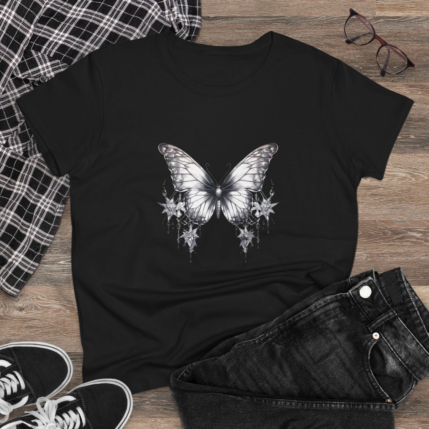 Women’s Graphic Midweight Tee – 100% Cotton – Semi‑Fitted – “Tee 045”