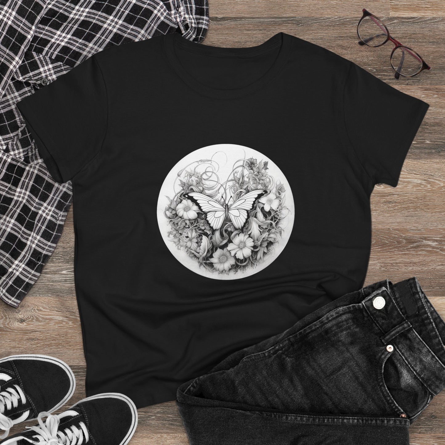Women’s Graphic Midweight Tee – 100% Cotton – Semi Fitted – “Tee 009”
