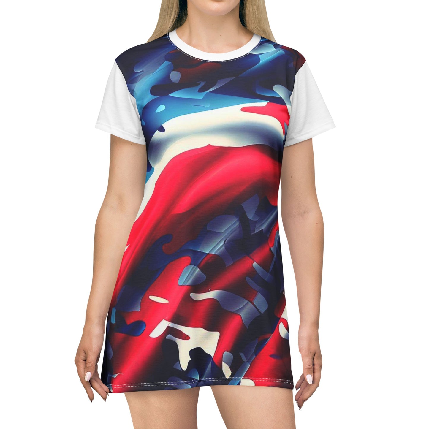 Women’s Graphic T‑Shirt Dress – 100% Polyester – Light Fabric – “Dress 006”
