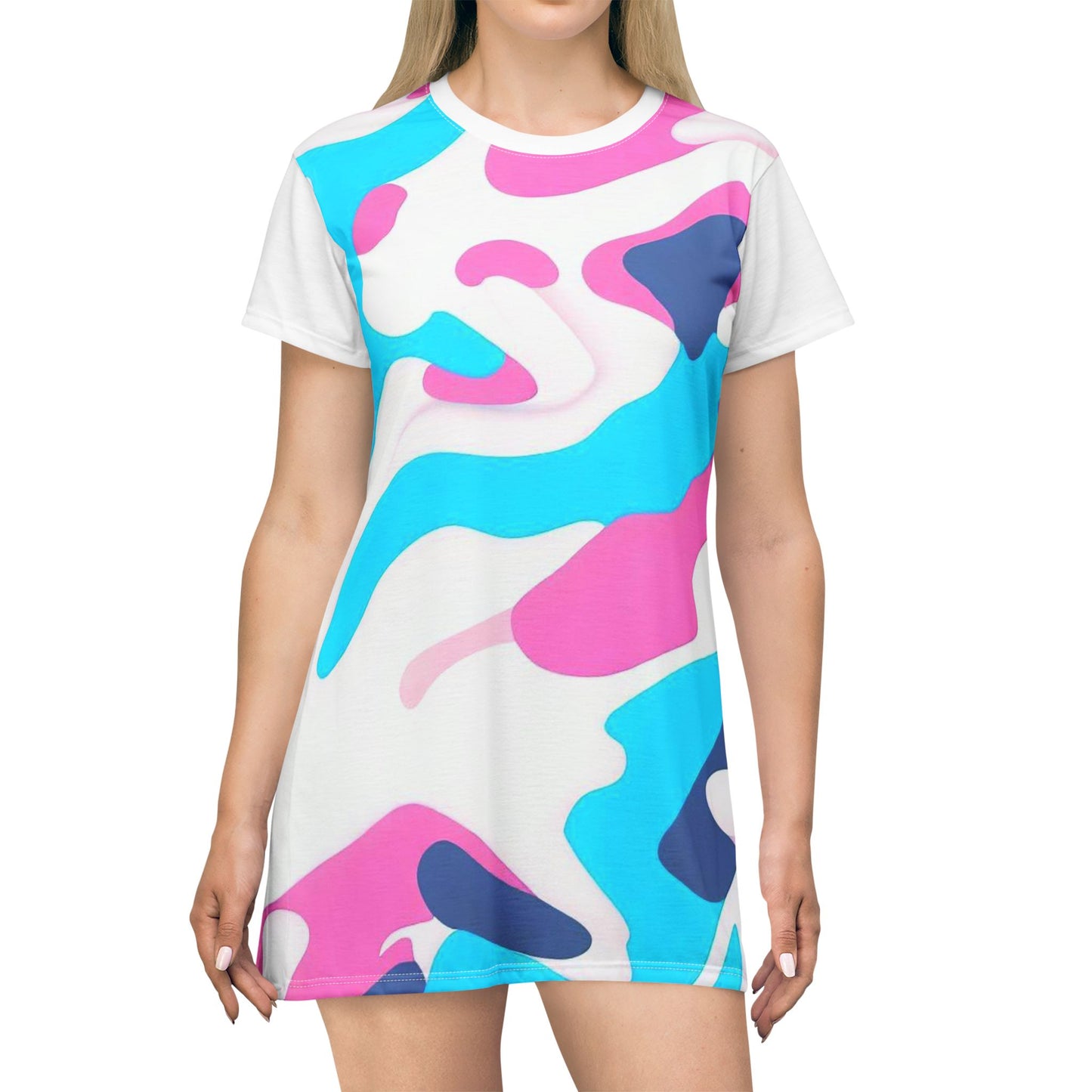 Women’s Graphic T‑Shirt Dress – 100% Polyester – Light Fabric – “Dress 002”