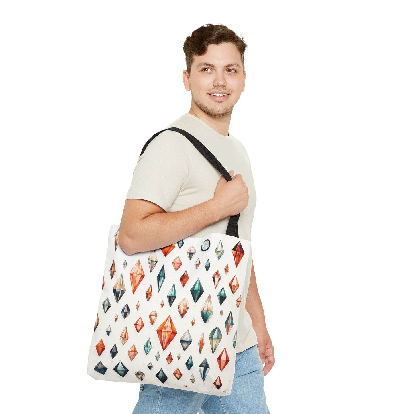 Geometric Gem Pattern Tote Bag – 100% Polyester – 2 Sizes