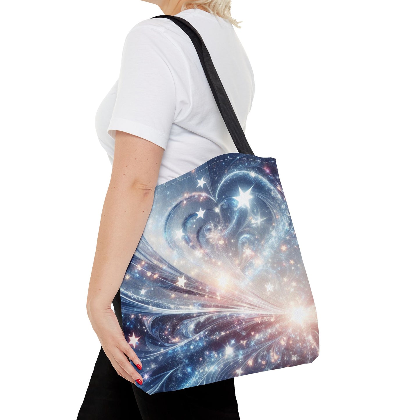 Cosmic Heart Burst Tote Bag – 100% Polyester – 2 Sizes