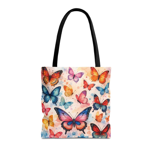 Colorful Butterfly Pattern Tote Bag – 100% Polyester – 2 Sizes