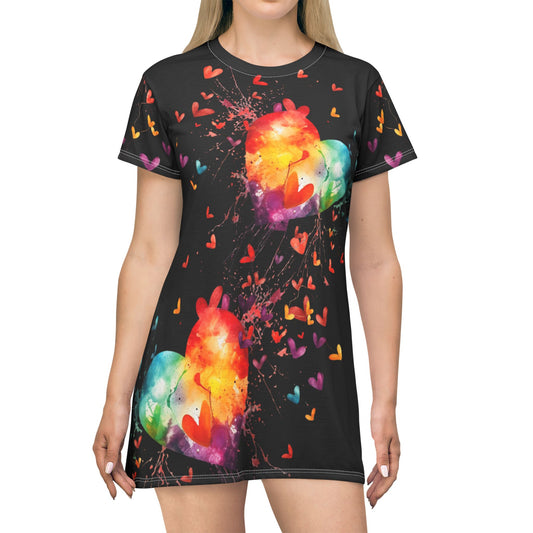 Women’s Graphic T‑Shirt Dress – 100% Polyester – Light Fabric – “Dress 015”