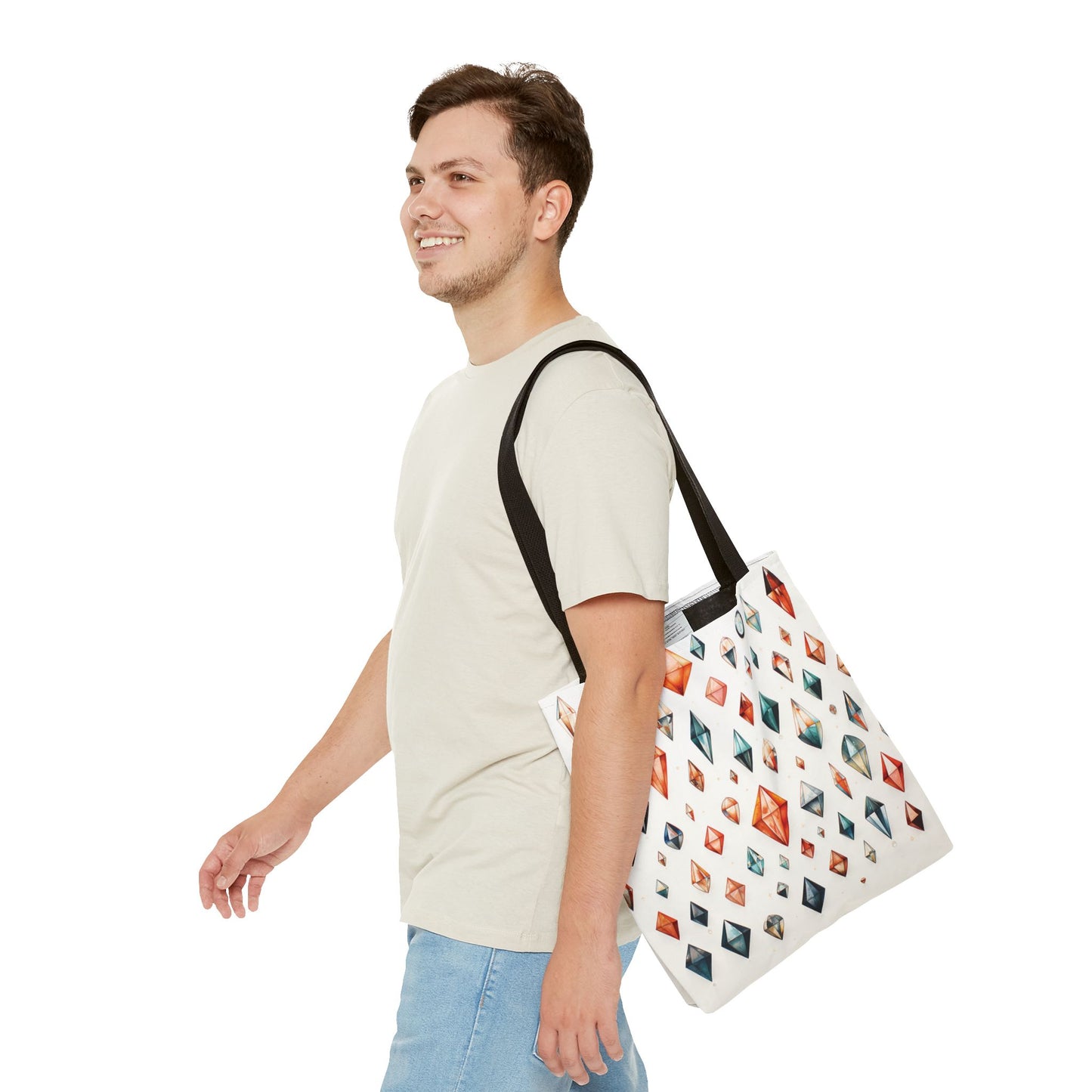 Geometric Gem Pattern Tote Bag – 100% Polyester – 2 Sizes