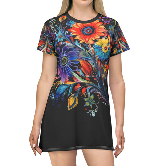 Women’s Graphic T‑Shirt Dress – 100% Polyester – Light Fabric – “Dress 020”