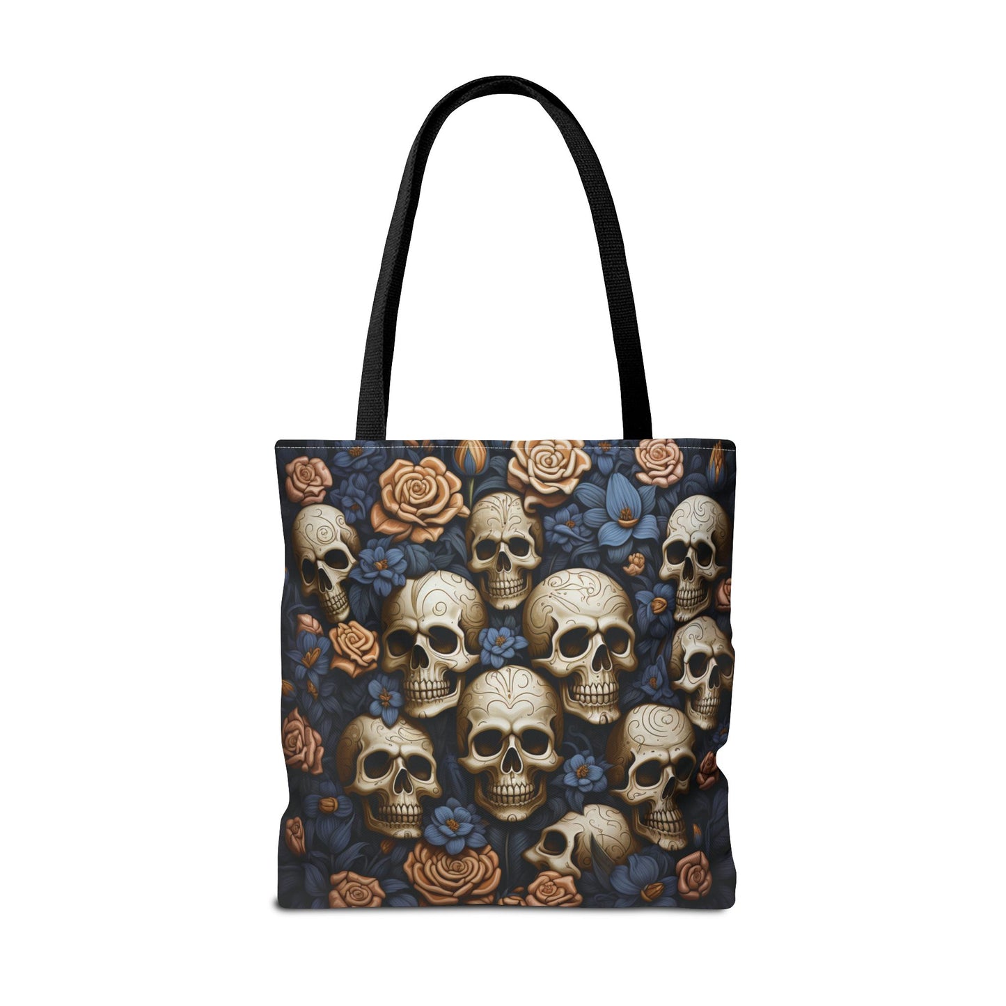 Floral Skull Pattern Tote Bag – 100% Polyester – 2 Sizes