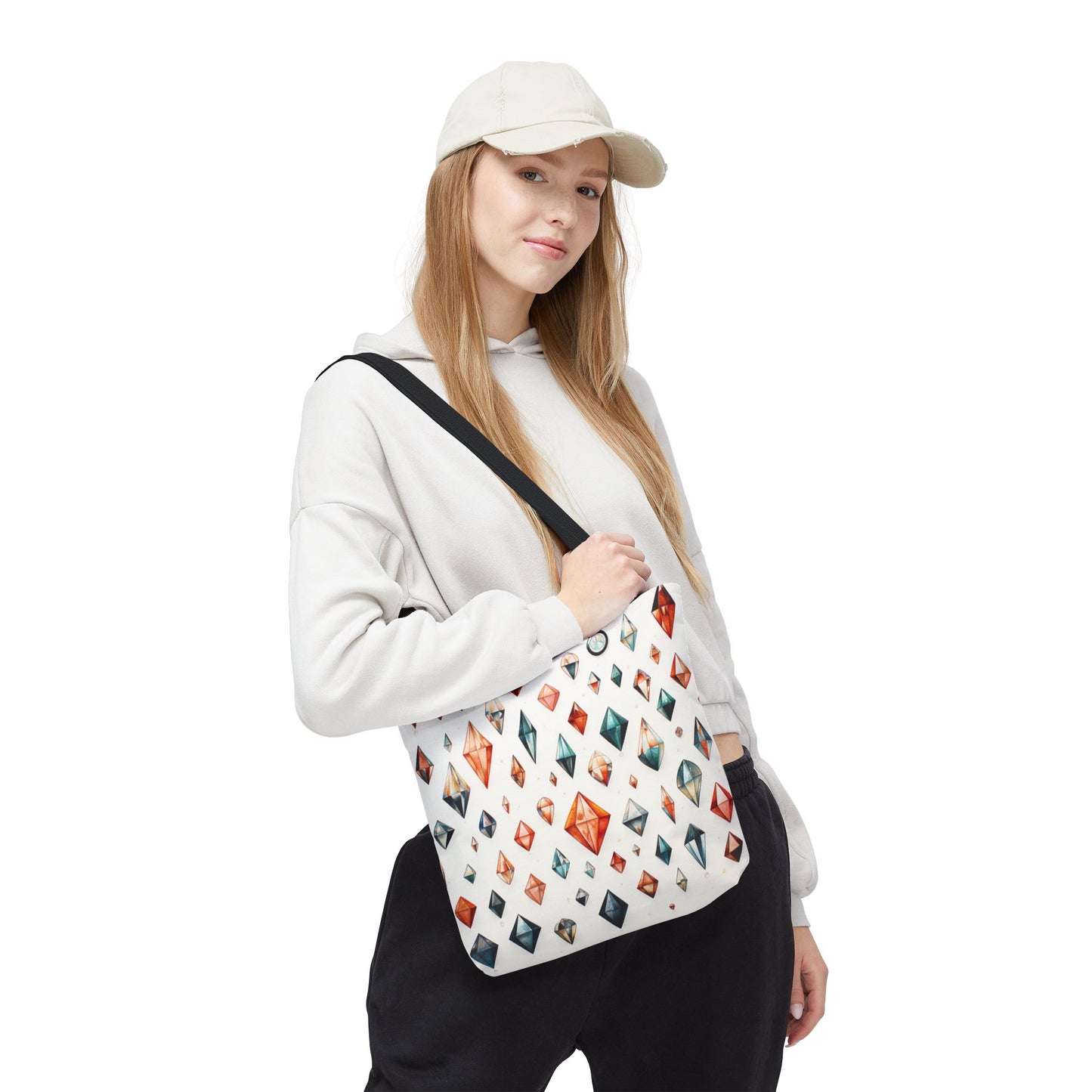 Geometric Gem Pattern Tote Bag – 100% Polyester – 2 Sizes