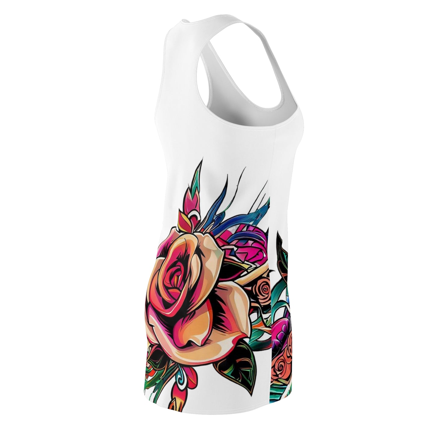 Women’s Graphic Cut & Sew Racerback Dress – 100% Polyester – “Racer 015”