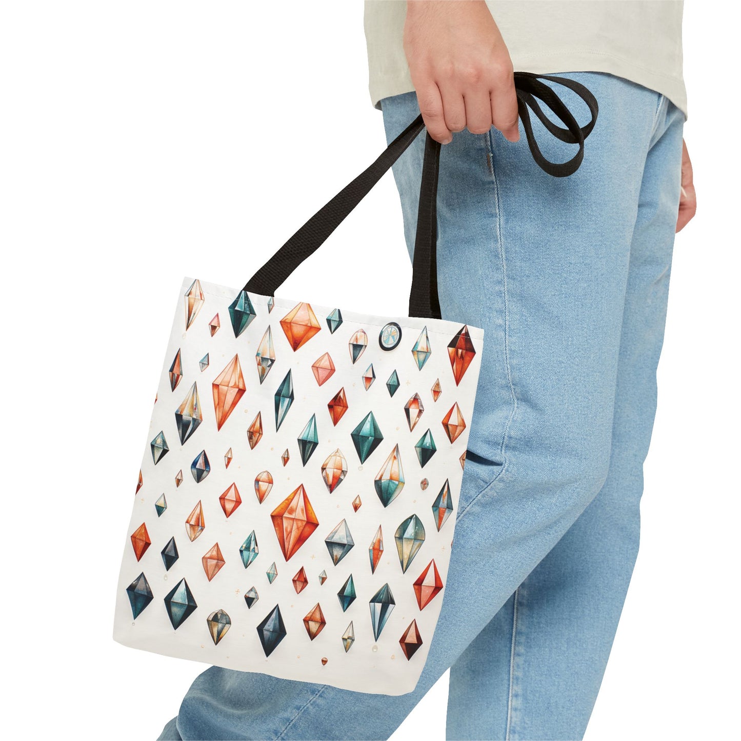Geometric Gem Pattern Tote Bag – 100% Polyester – 2 Sizes