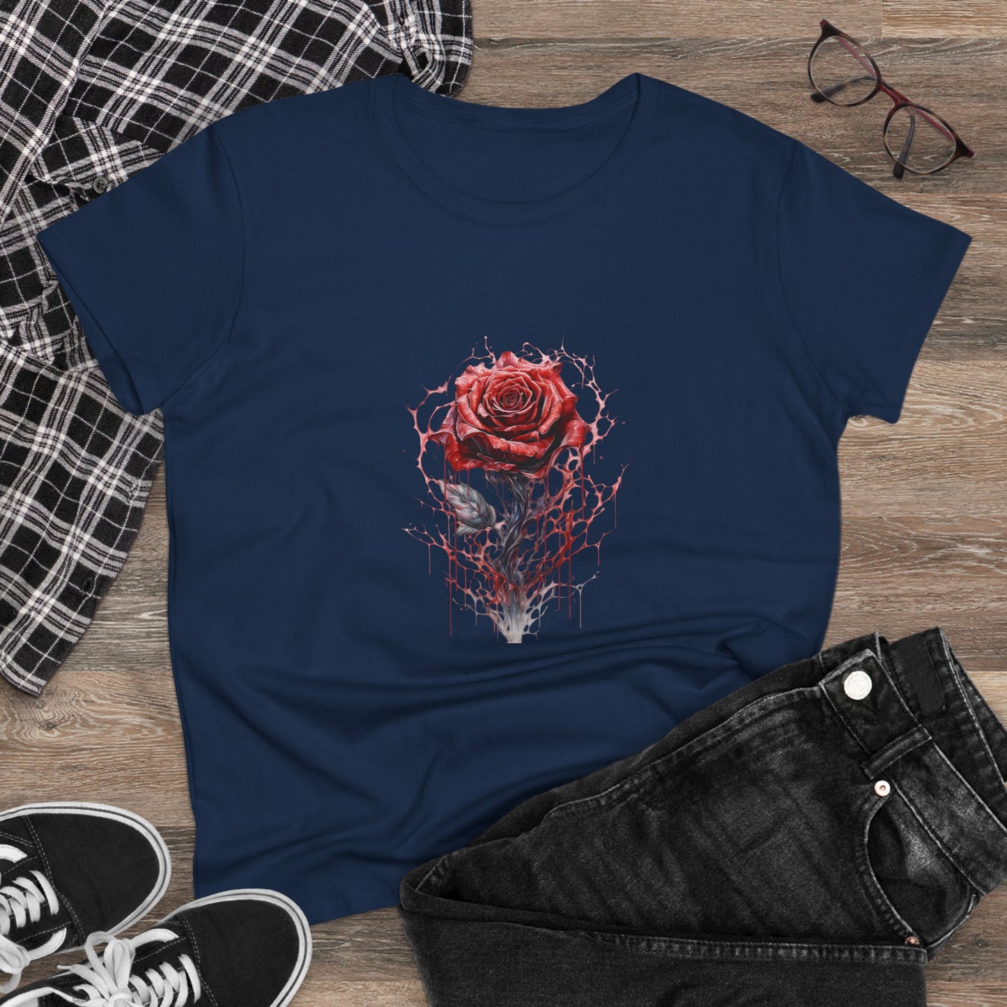 Women’s Graphic Midweight Tee – 100% Cotton – Semi‑Fitted – “Tee 007”