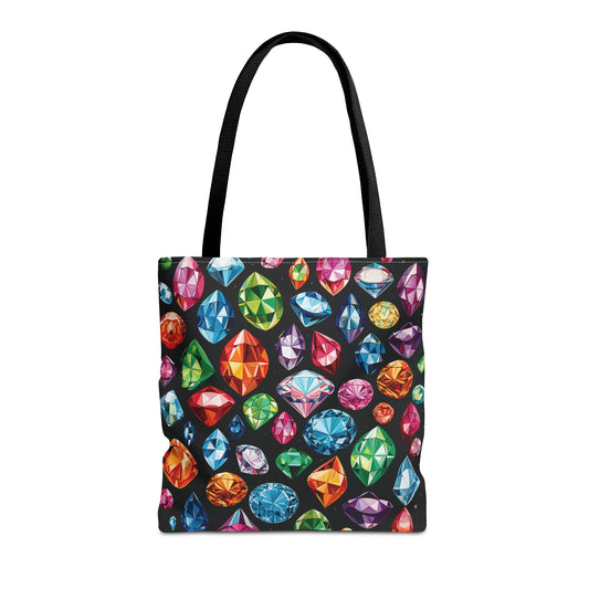 Colorful Gemstone Pattern Tote Bag – 100% Polyester – 2 Sizes