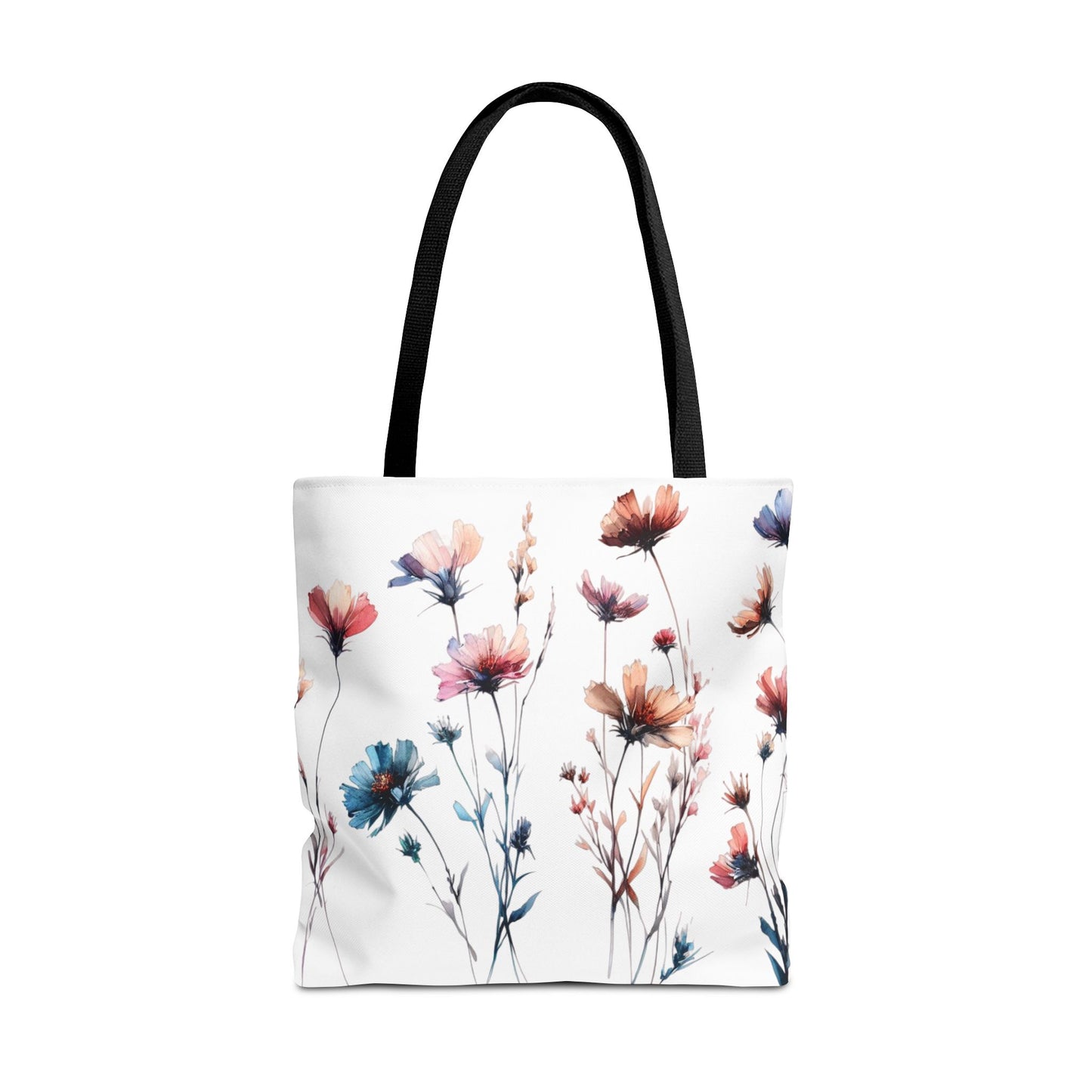 Watercolor Wildflower Pattern Tote Bag – 100% Polyester – 2 Sizes