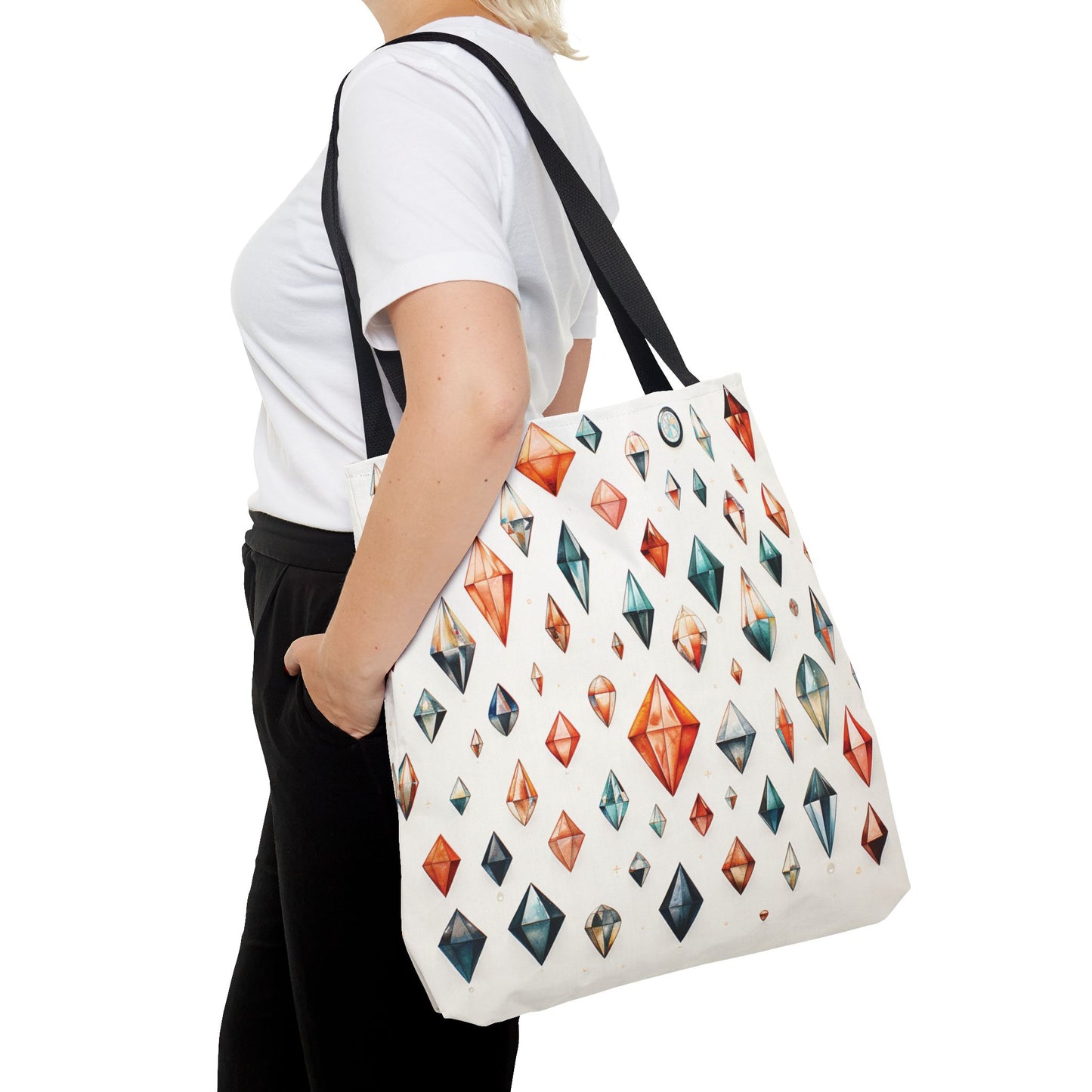 Geometric Gem Pattern Tote Bag – 100% Polyester – 2 Sizes